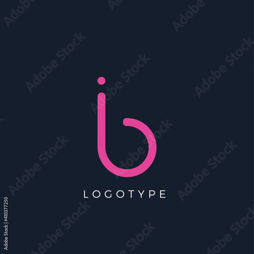 Minimalist letter b with dots, awesome monogram. Lowercase letter for modern and creative logo concept. Initials template on dark background. Vector design.