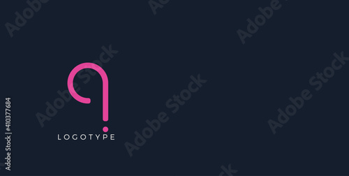 Minimalist letter q with dots, awesome monogram. Lowercase letter for modern and creative logo concept. Initials template on dark background. Vector design.
