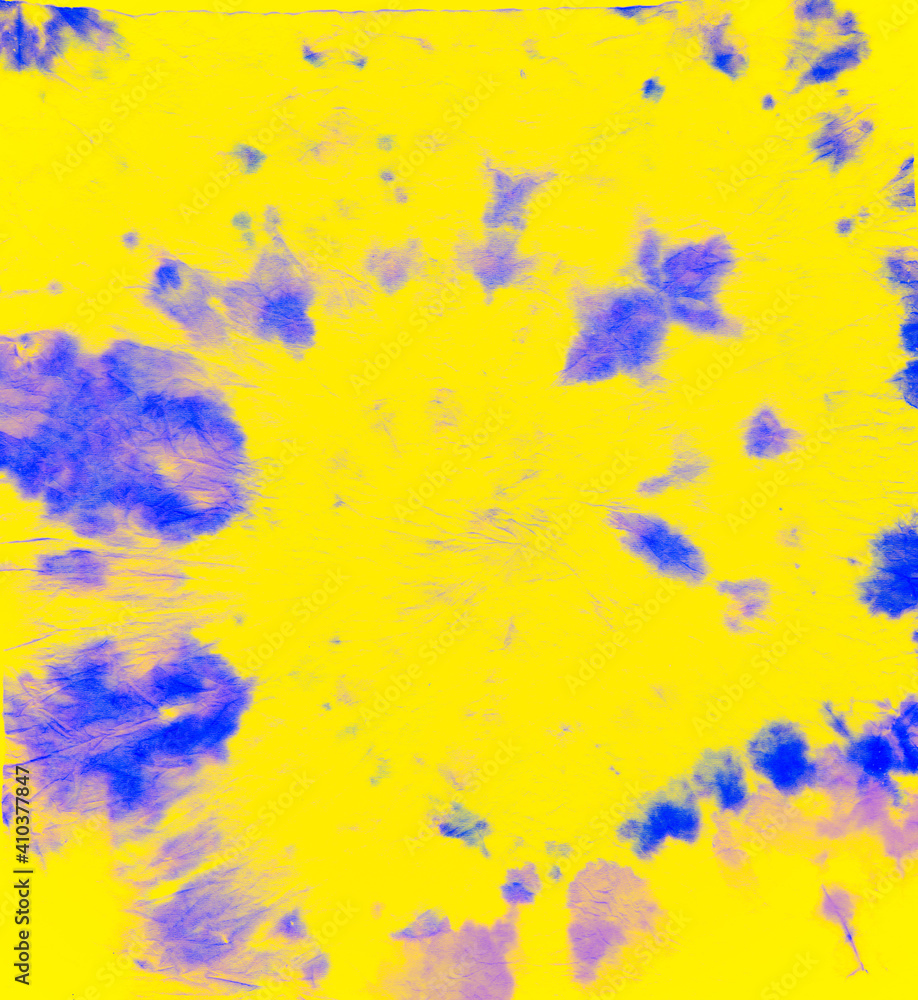 Obraz premium Tie Dye Fabric. Yellow Color Print. Hippie Watercolor Kaleidoscope. Tie-Dye Circle Design. Batik Cool Round. Ink Circular Patterns. Abstract Artistic Texture. Art Background. Tie Dye Fabric.