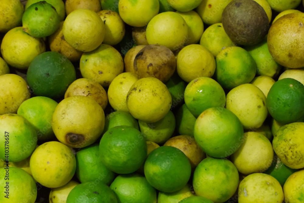 fresh green lime in the traditional market