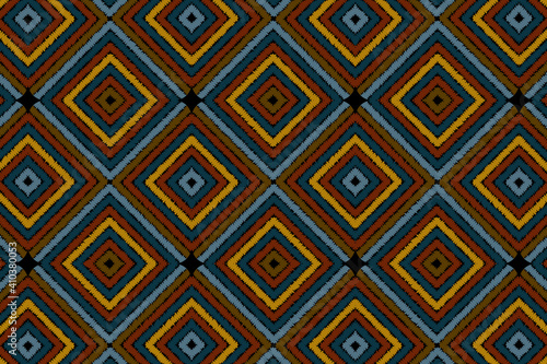 Geometric seamless embroidered pattern traditional design for background,sweater,wallpaper,clothing,wrapping,batik,fabric,Vector illustration.Eps10