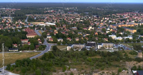 Aerial view over the small city of Visby on island of Gotland in Sweden photo