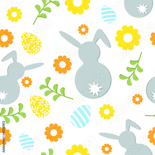 Colorful easter seamless pattern. Isolated on white background