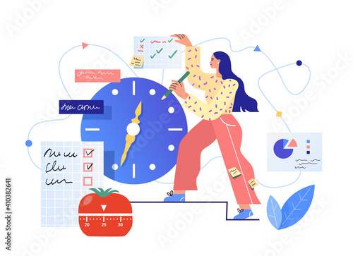 Time planning vector illustration. Efficient and productive work concept
