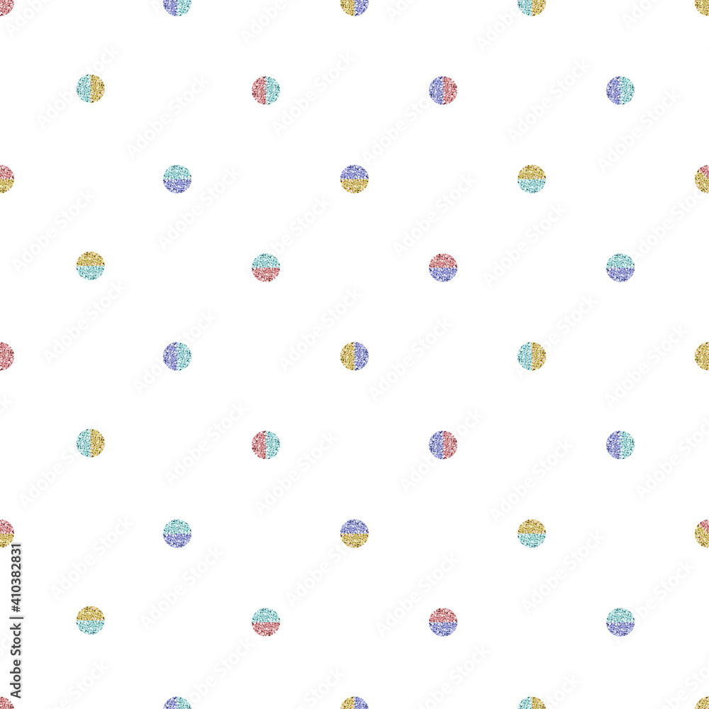 seamless simple geometric pattern background with multicolour glitter polka dot