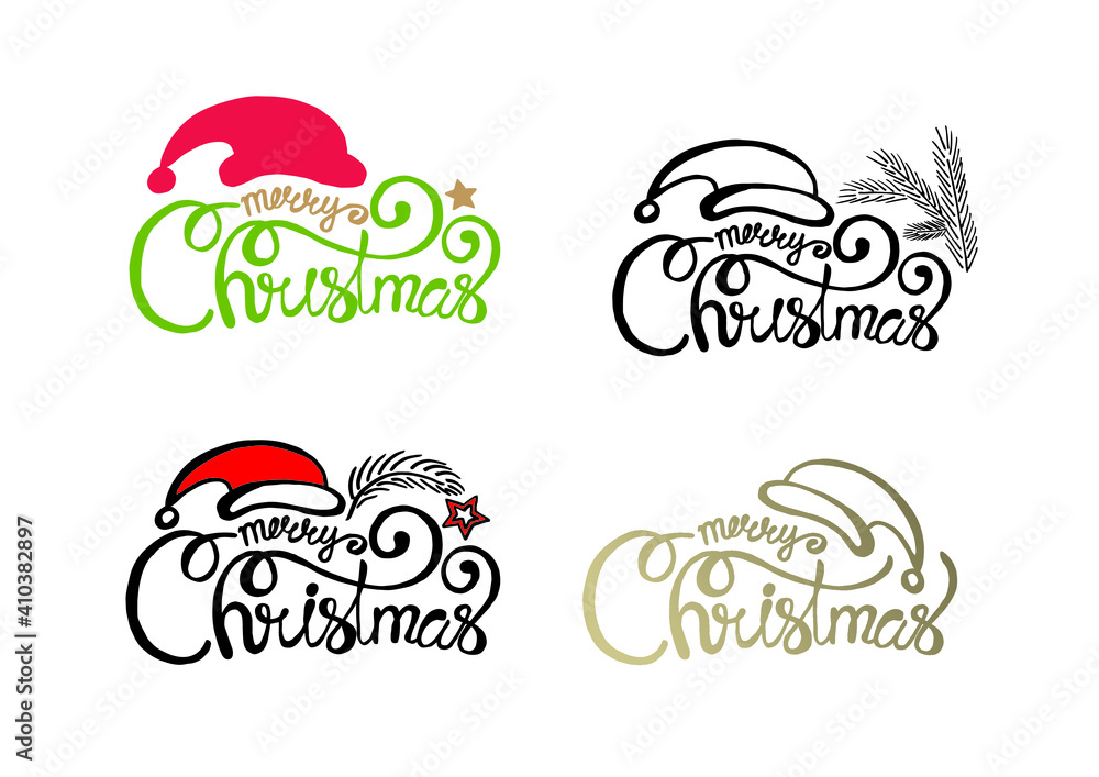 Сomposition of letters in the form of an inscription Merry Christmas