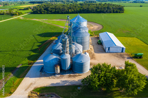 Aerial view of a silos in Kaneville township near Chicago in Illinois region. United States of America. photo