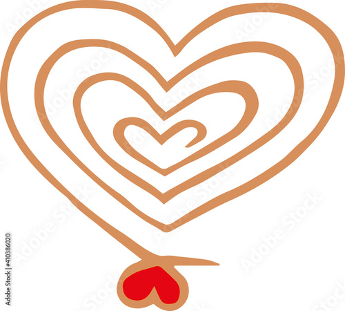 vector line art color illustration of heart on the white background