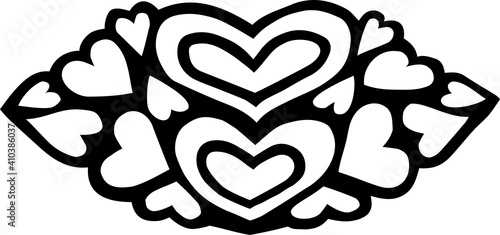 vector line art illustration of lips on the white background. Tattoo