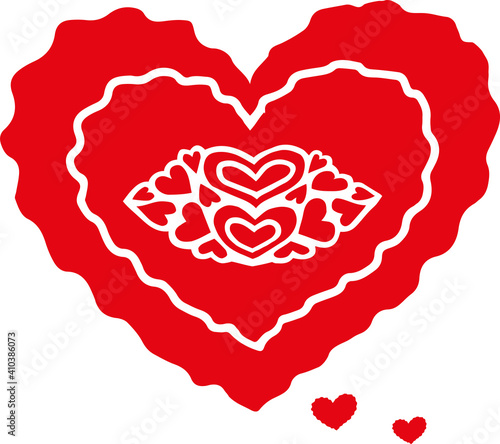 vector color print of lips oand heart n the white background