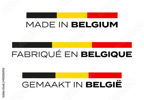 Made in Belgium in english, french and dutch language