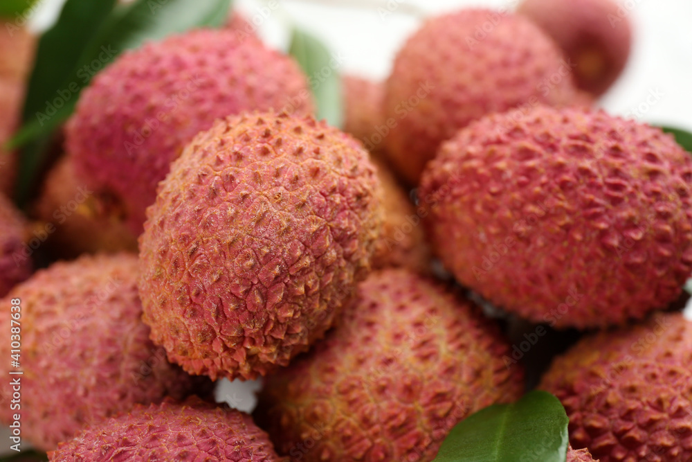 Pile of fresh ripe lychee fruits, closeup Pile of fresh ripe lychee fruits, closeup