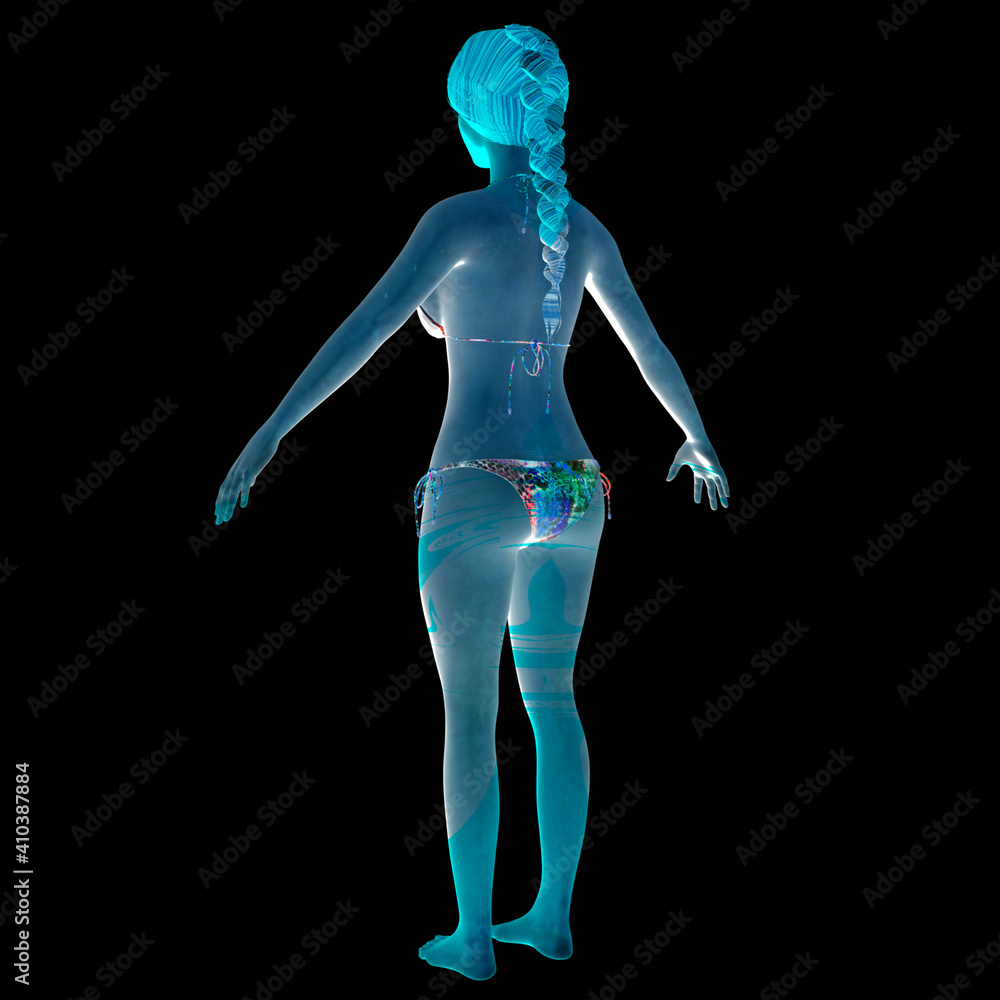 Obraz premium 3d rendered illustration of a body, girl, woman, lady, beauty, 3d model, model, character, schoolgirl, beauty,