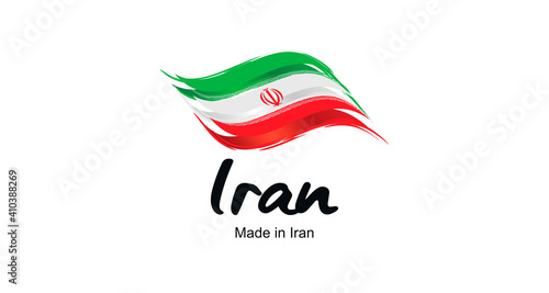 Made in Iran handwritten flag ribbon typography lettering logo label banner