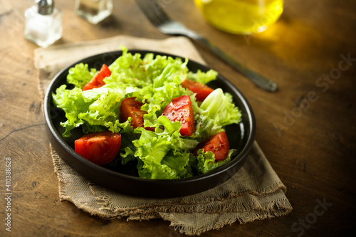Healthy homemade salad with tomatoes