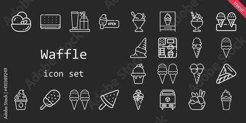 waffle icon set. line icon style. waffle related icons such as ice cream, sorbet, ice, cream, frozen yogurt