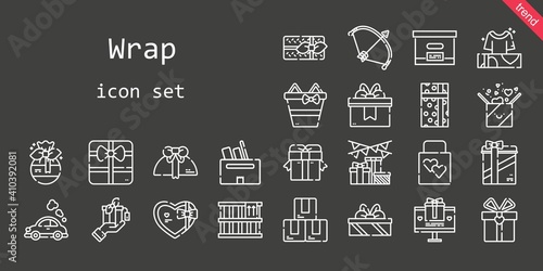 wrap icon set. line icon style. wrap related icons such as gift, wedding gift, box, bow, gifts, vehicle