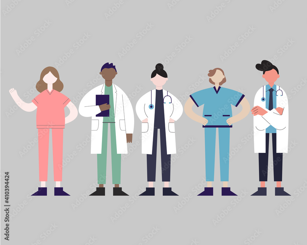 Set of health professionals from different races and uniform Set of health professionals from different races and uniform