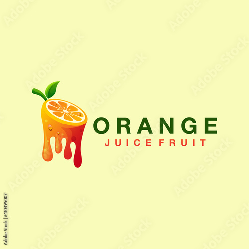 orange juice gradient logo design