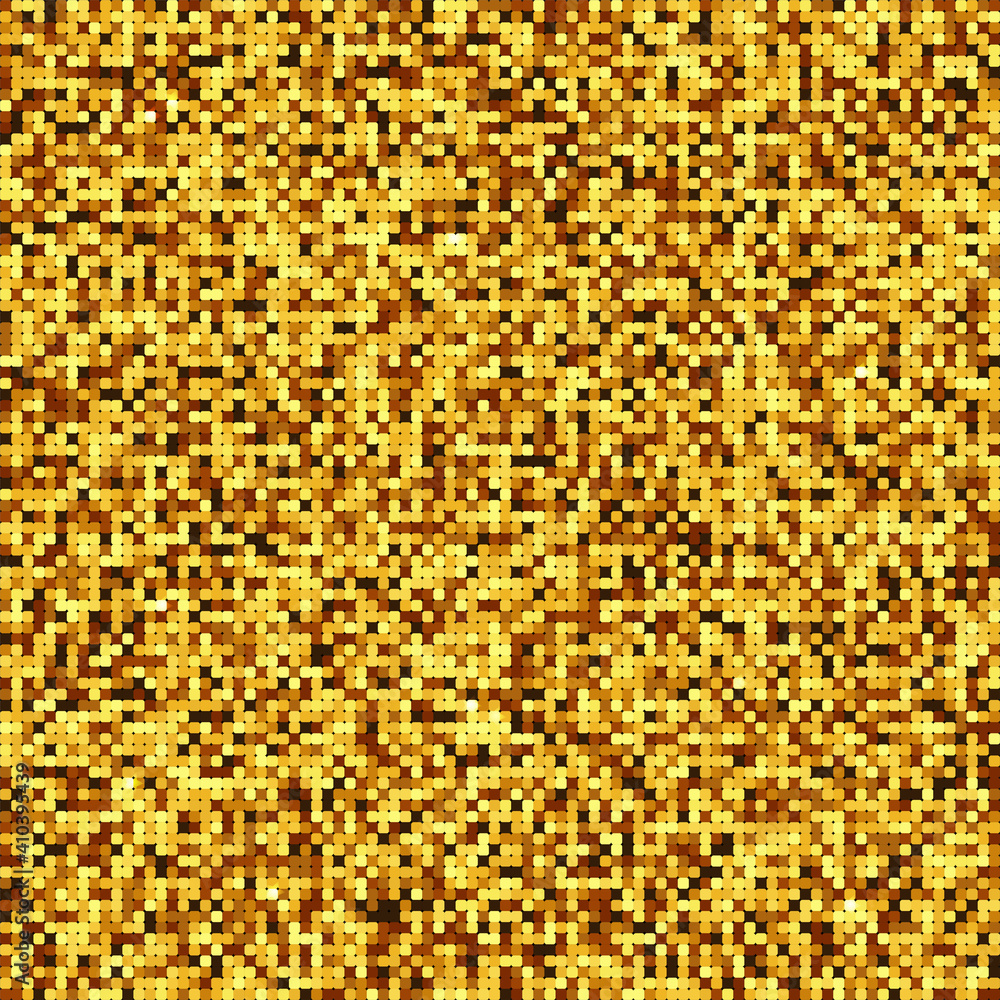 Gold pattern. Mosaic of golden and dark paillettes. Abstract technology background. Vector 10 EPS.