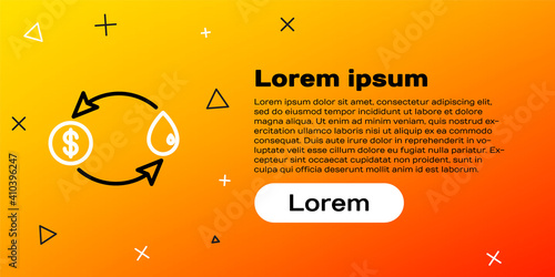Line Oil exchange, water transfer, convert icon isolated on yellow background. Colorful outline concept. Vector Illustration.