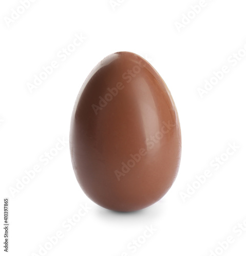 One sweet chocolate egg isolated on white