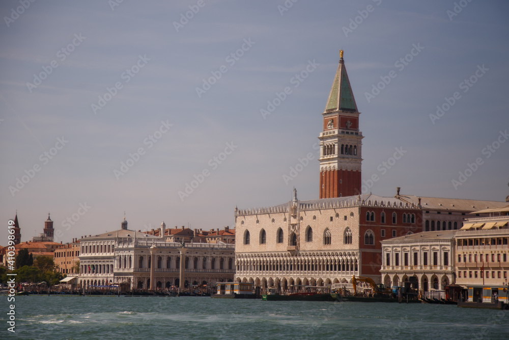 Venice, Italy - September 2020: Bay of Venice, view from the water to Venice