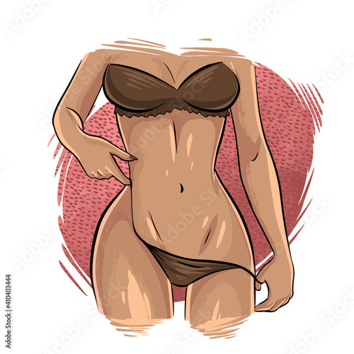 Hand-drawing beautiful young woman portrait. Fashion girl. Print for T-shirt. Vector illustration EPS 10