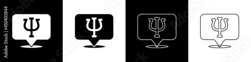 Set Psychology icon isolated on black and white background. Psi symbol. Mental health concept, psychoanalysis analysis and psychotherapy. Vector.