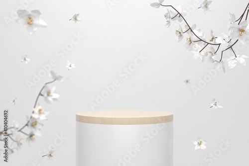 Abstract background white flower concept showcase for product 3d render.
 photo