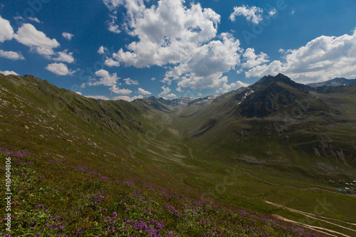 While many peaks in the east are above 3500 m, the western part reaches a height of 2000 m. Kaçkar Kavrun Mountain, which is the highest point, is 3932 meters high. photo