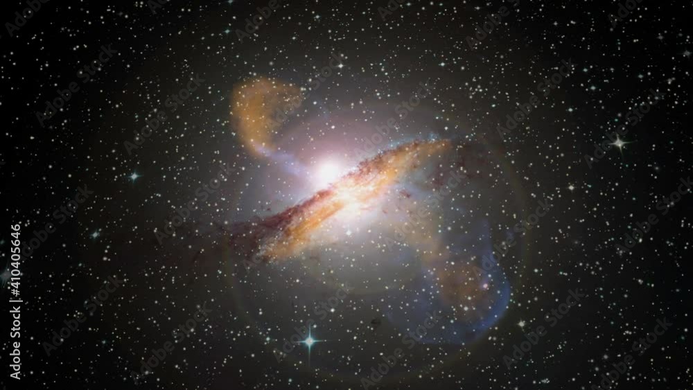 Light jet gas explosion from galaxy in outer space, cosmic dust and ...