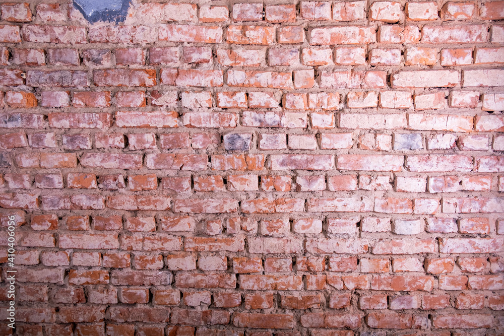 Obraz premium Old red brick wall in loft style. Empty brick background.