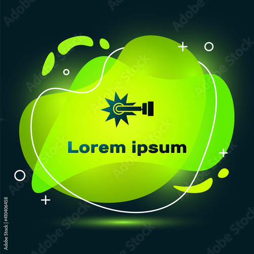 Black Cowboy horse riding spur for boot icon isolated on black background. Abstract banner with liquid shapes. Vector.
