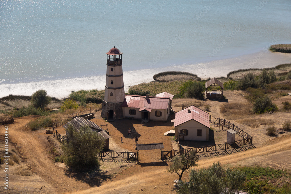 Lighthouse at the beach at the sea