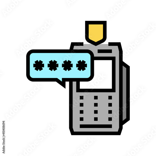 pin code for pay pos terminal color icon vector. pin code for pay pos terminal sign. isolated symbol illustration