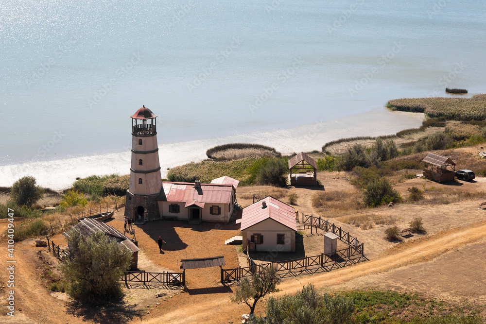 Lighthouse at the beach at the sea