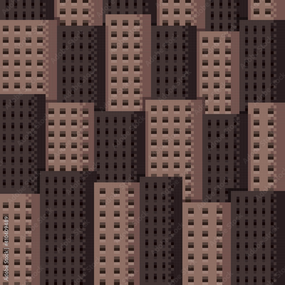 Buildings pixel art. City pixel art. Vector illustration.