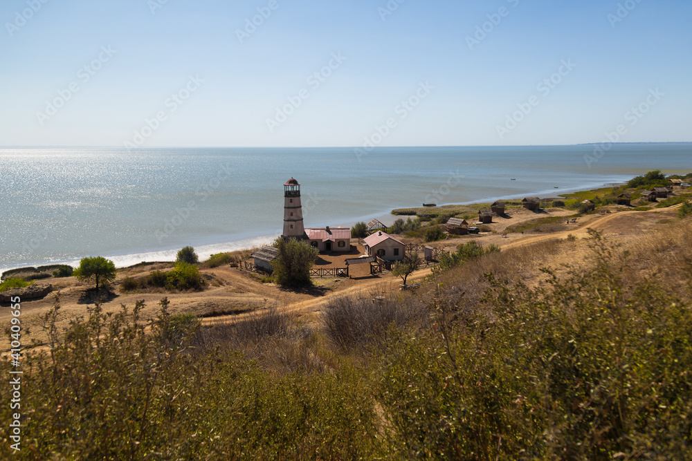 Lighthouse at the beach at the sea