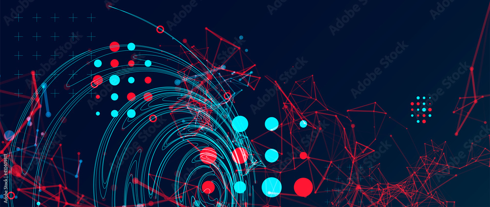 Abstract background with particles. Digital streaming background, wave flow. Plexus background. Technology vector illustration - obrazy, fototapety, plakaty 
