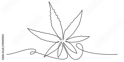 Abstract Line Art Sign Or Shape Of Cannabis Leaf Vector Illustration