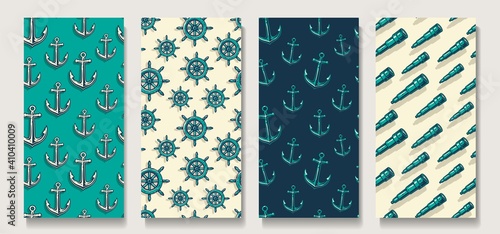 pattern, marine, nautical, navigate, navigation, seamless, set, spyglass, helm, anchor, optical, wallpaper, ride, surveillance, driving, direction, lens, vintage, journey, graphic, look, steer, eyesig