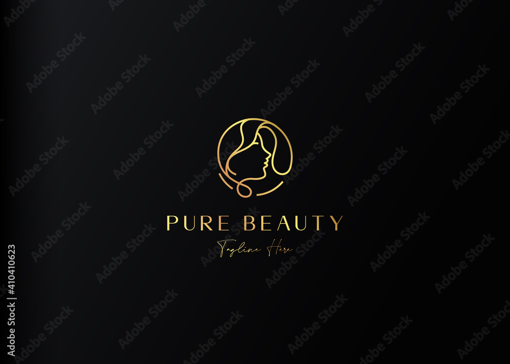 Pure Beauty Logo Design Template. Nature Lady Icon Line Art Vector Pure Beauty Logo Design Template. Nature Lady Icon Line Art Vector