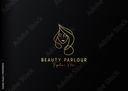 Luxury Lady Logo Design Template. Beauty Salon and Spa Icon Line Art Vector
