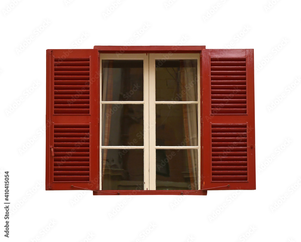 Window with shutters on the wall