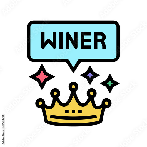 winner crown lotto color icon vector. winner crown lotto sign. isolated symbol illustration