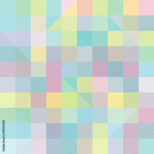 Abstract vector seamless pattern. Background with multicolored squares and triangles. For wallpaper, gift and wrapping paper, greeting card and party invitations, textile, fabric and linen, web page.