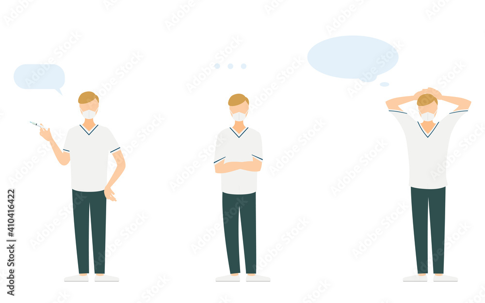 看護師のポーズイラスト、3セット 看護師のポーズイラスト、3セット