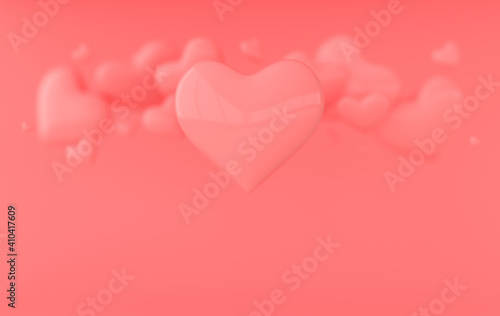 Valentines hearts background pattern 3d rendering illustration. Love celebration poster, greeting card, banner template. One in a thousand, romantic acquaintance concept.