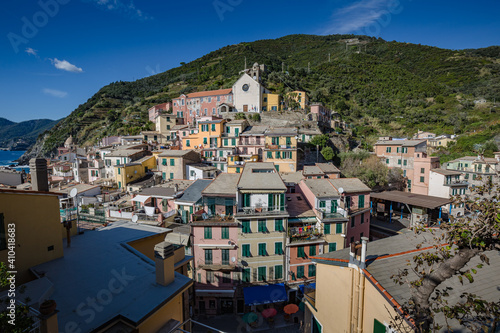Postcard view. Vernazza village in Cinque Terre on the Italian Riviera © ILLYA